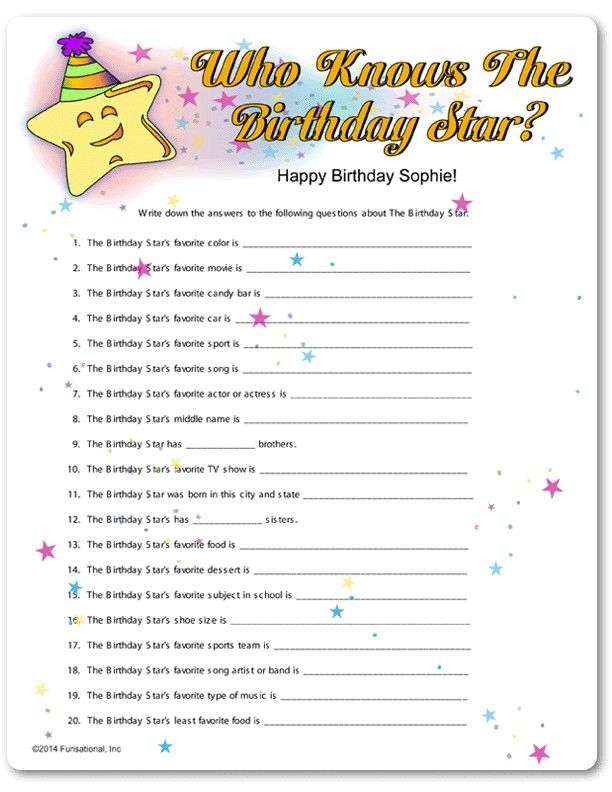Free Birthday Party Printable Games Printable Party