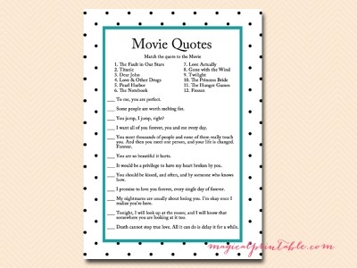 Free Bridal Shower Movie Game Magical Printable