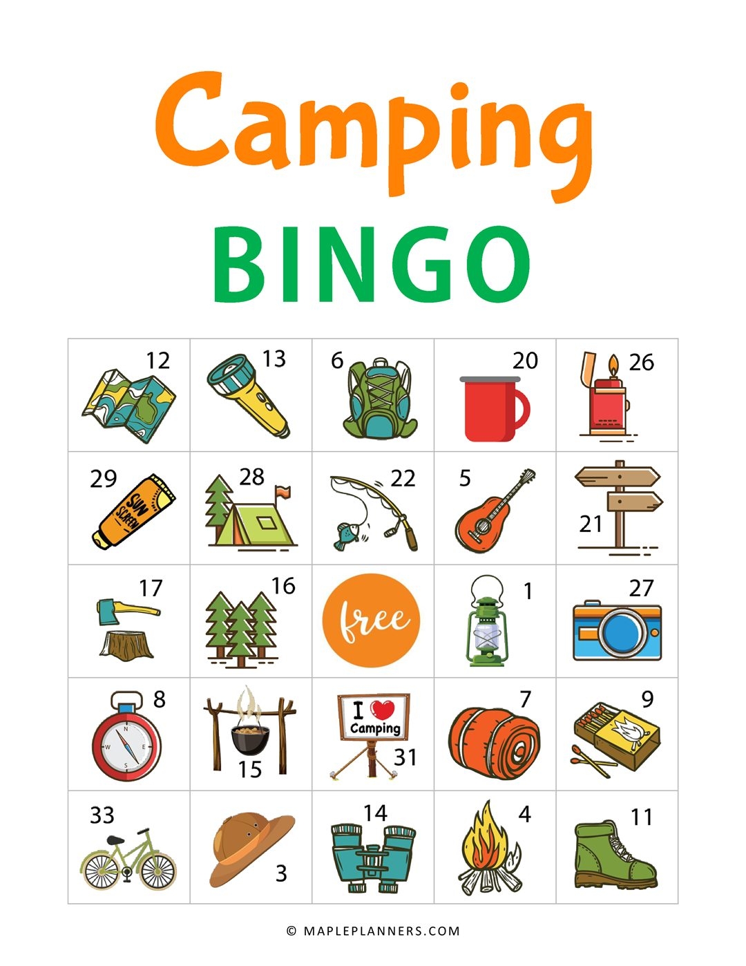 Free Camping Bingo Printable Camping Bingo Bingo Prin Vrogue co