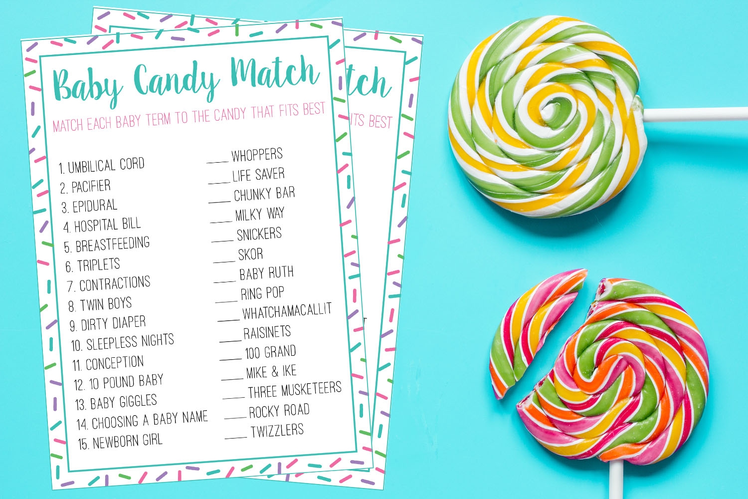 Free Candy Match Baby Shower Game The Postpartum Party