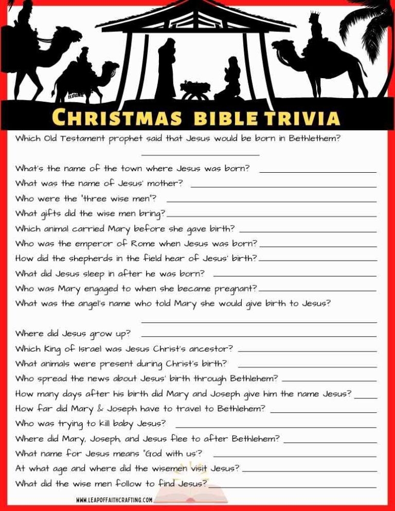 FREE Christmas Bible Trivia Printables 2 Versions Leap Of Faith 