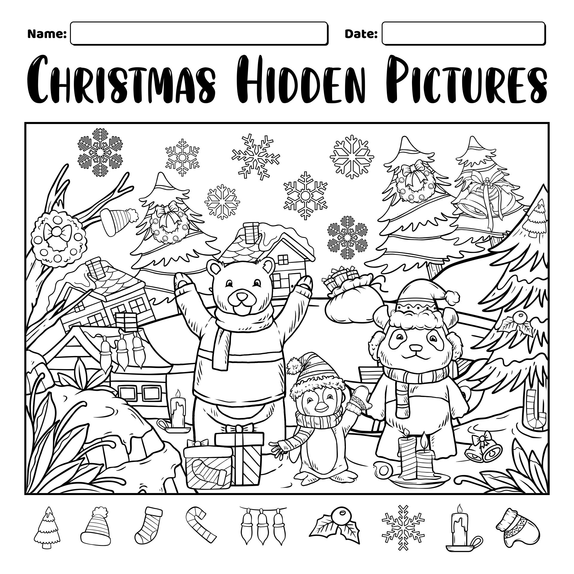christmas hidden picture printables free