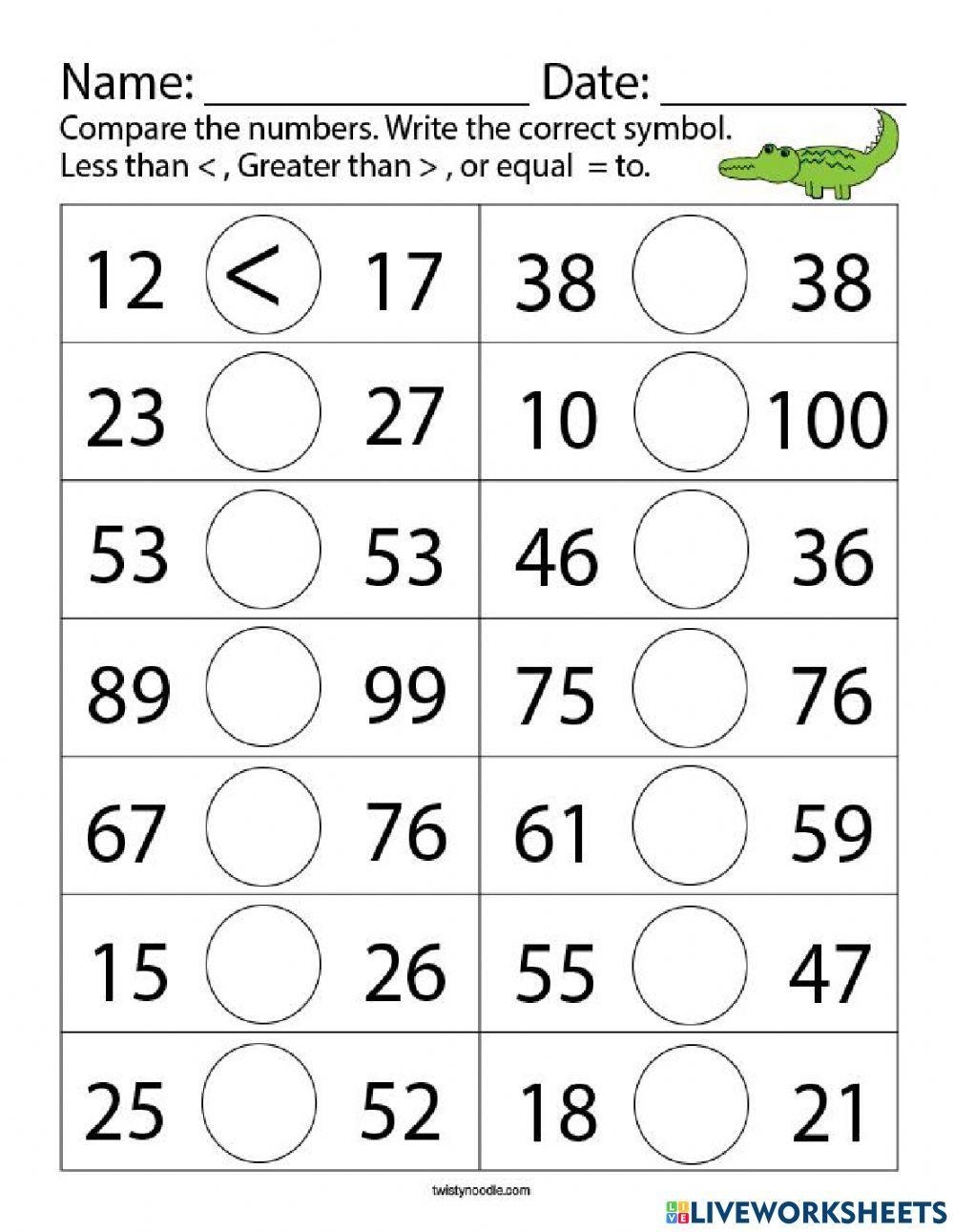 Free Comparing Numbers Worksheet Download Free Comparing Numbers 