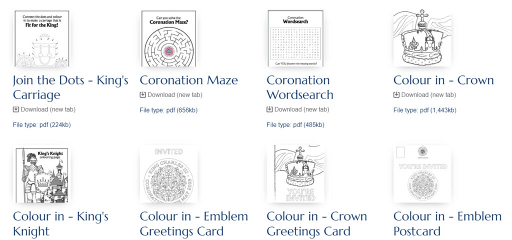 free printable coronation games