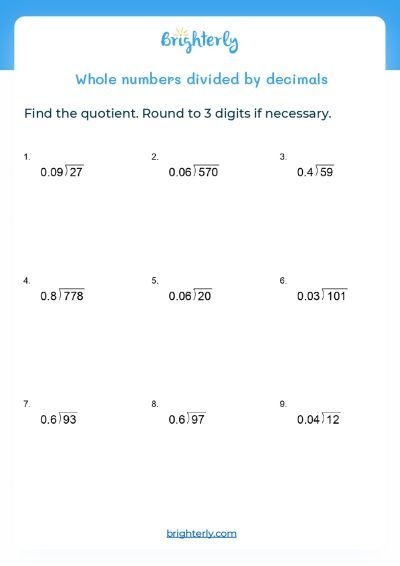 Free Decimals Divided By Decimals Worksheet Download Free Decimals 