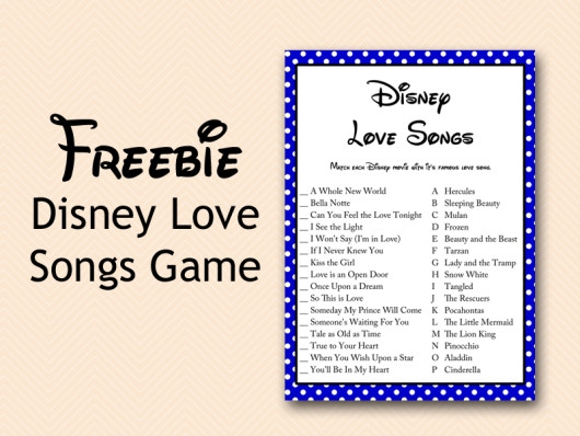 FREE Disney Love Song Bridal Shower Game Bridal Shower Ideas Themes