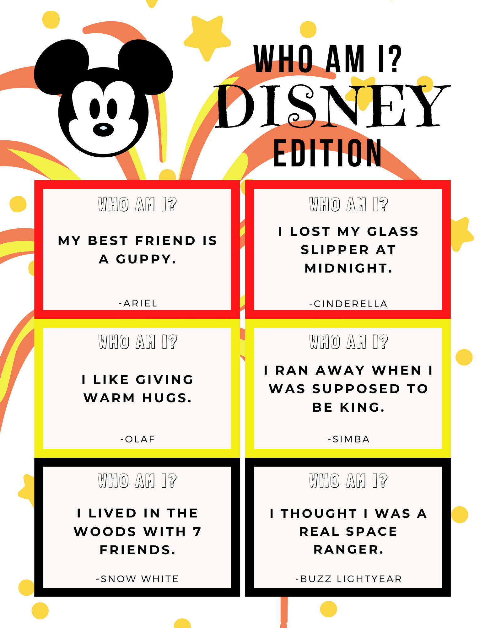 FREE Disney Trivia Game Who Am I Game Marcie In Mommyland