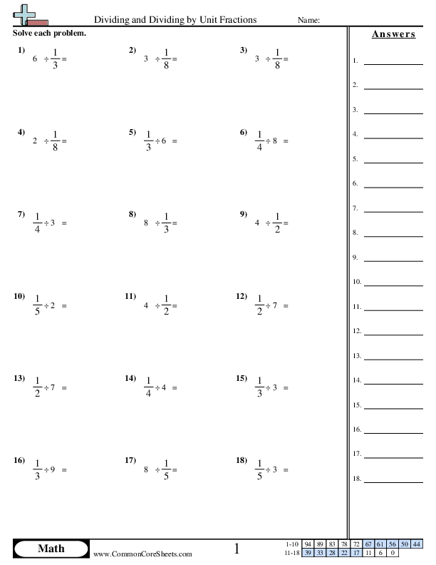 divide whole numbers by fractions worksheet