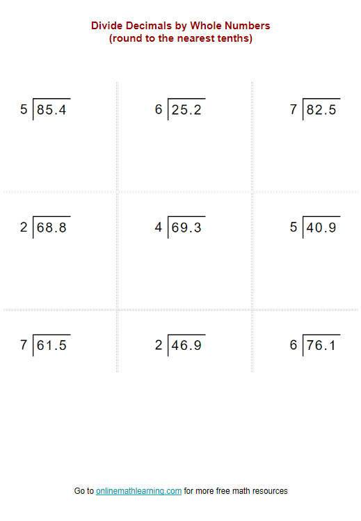 Free Dividing Whole Numbers Worksheet Pdf Download Free Dividing Whole 