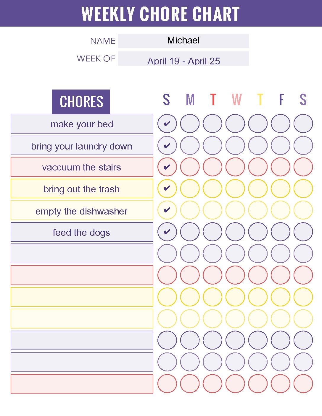 Free Editable Printable Chore Charts Pdf PrintableChoreCharts