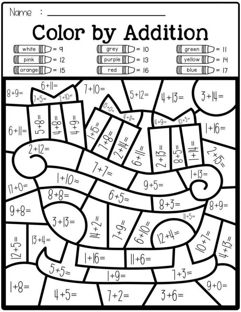 color by numbers math worksheets
