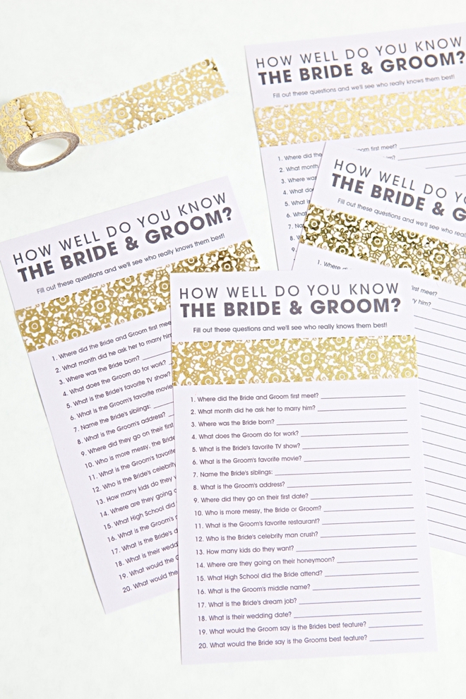 Free How Well Do You Know The Bride Groom Game 