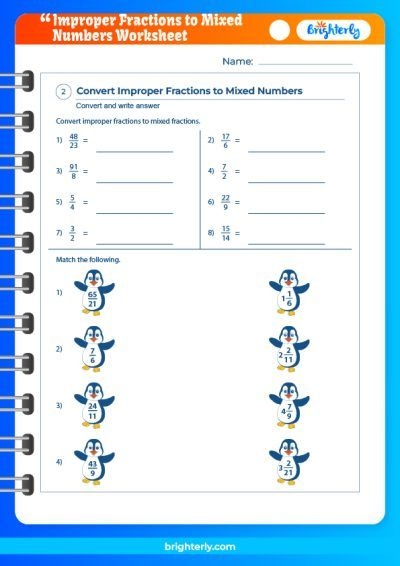 FREE Improper Fractions To Mixed Numbers Worksheets PDFs 