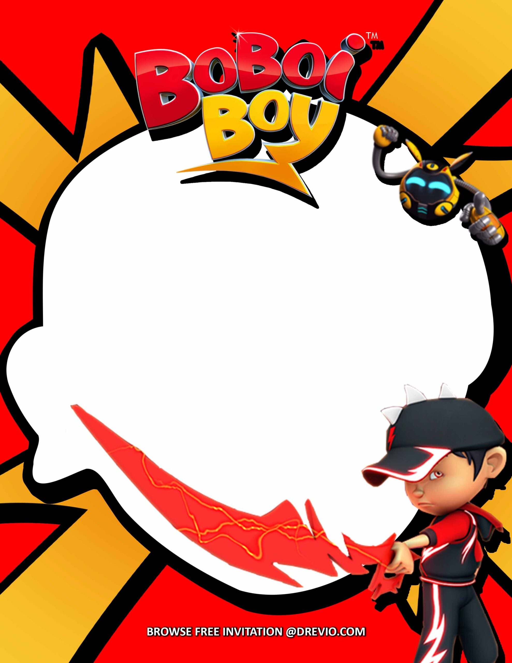 FREE Invitations Boboiboy Birthday Invitations Party Ideas