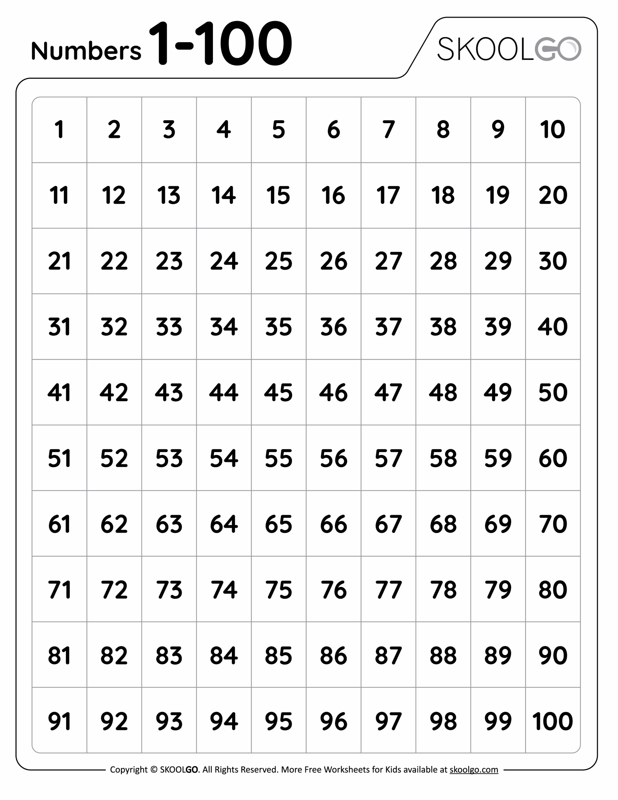Free Kindergarten Worksheet Numbers 1 100 Download Free Kindergarten 