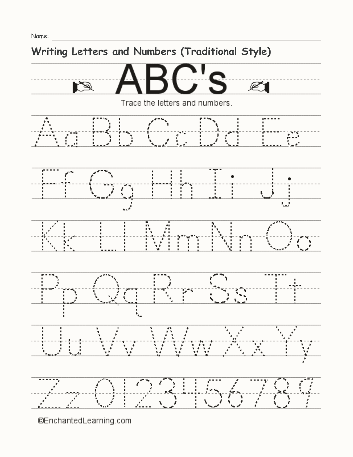 Free Learning To Write Letters And Numbers Worksheet Download Free 