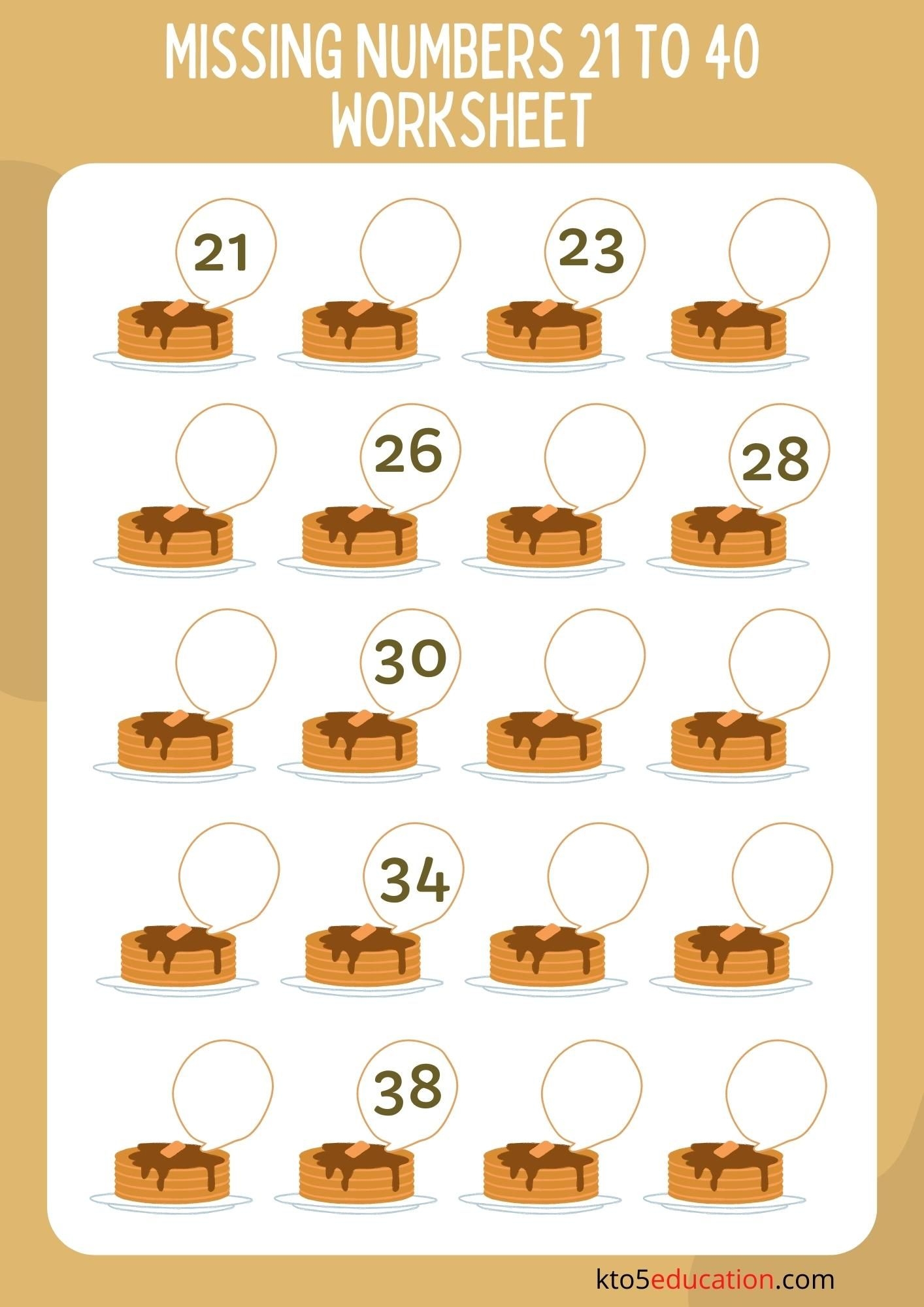 Free Missing Numbers 21 To 40 Worksheet Easy Math Worksheets Good 
