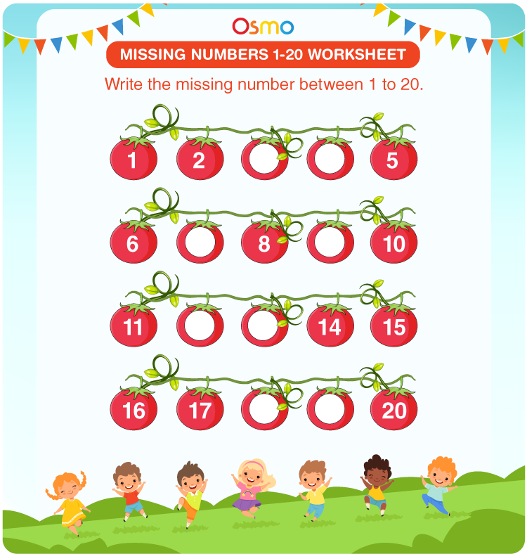 missing numbers worksheet 1 to 10