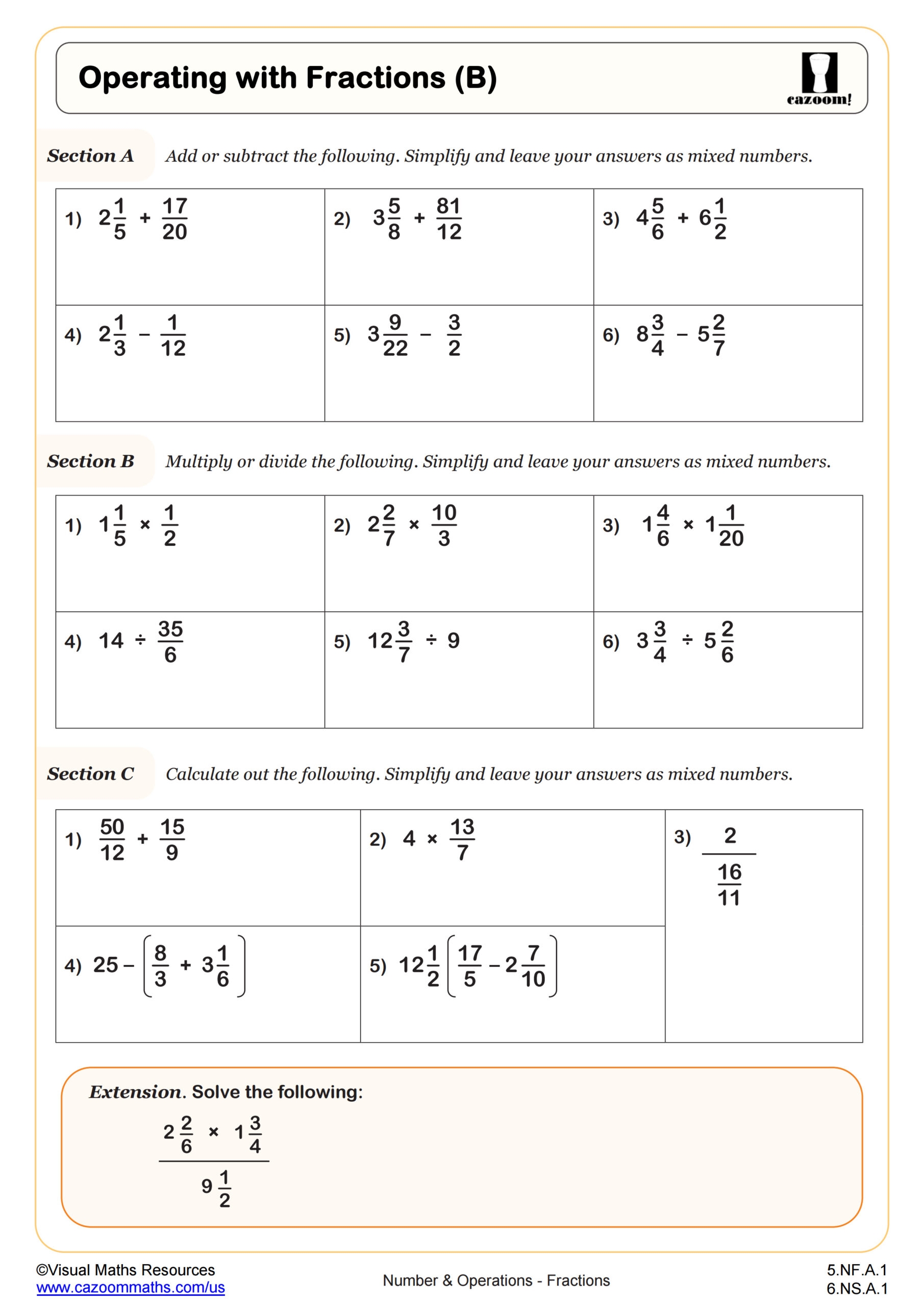 Free Mixed Number Operations Worksheet Download Free Mixed Number 