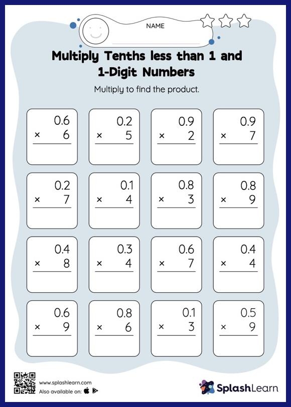 multiply decimals and whole numbers worksheet