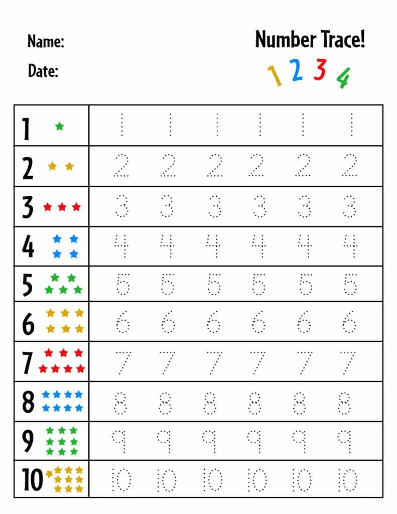 Free Numbers 1 20 Tracing Worksheets The Hollydog Blog Worksheets