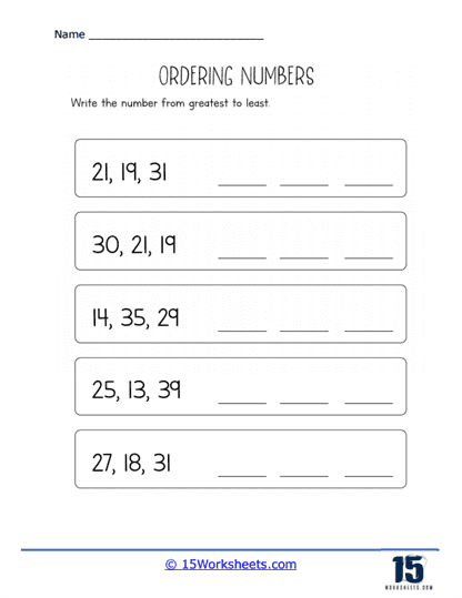 Free Order Numbers From Least To Greatest Worksheet Download Free 