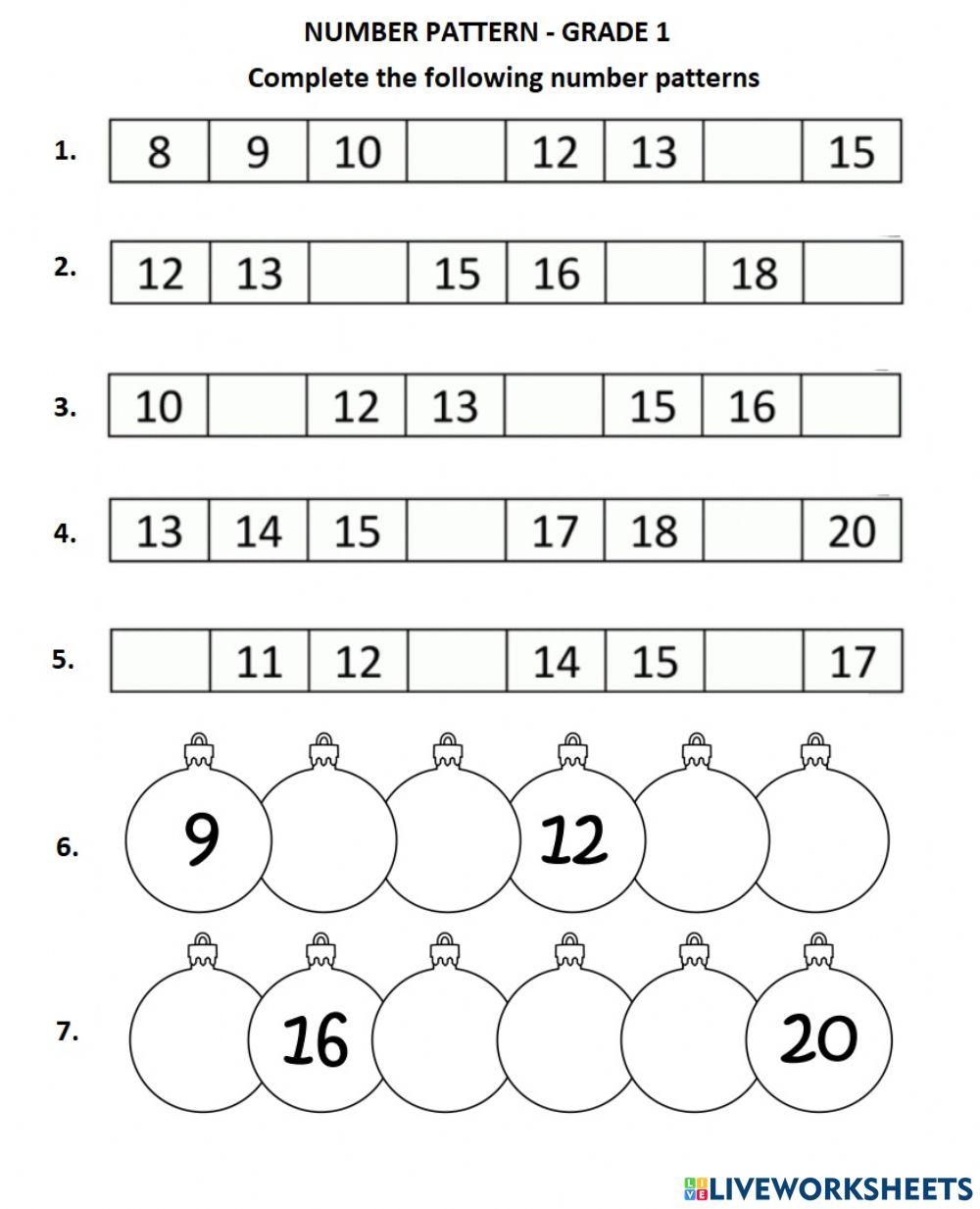 Free Pattern Worksheet With Numbers Download Free Pattern Worksheet 