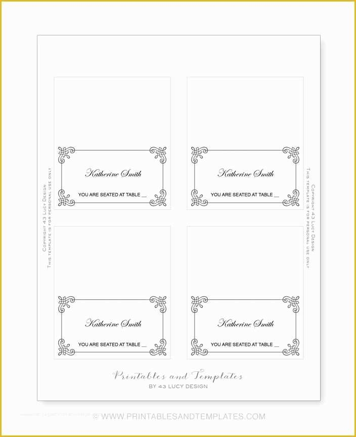 template word downloadable free printable place card template
