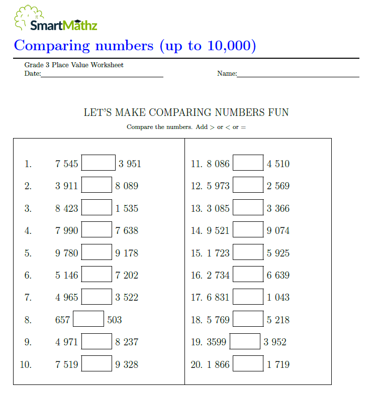 Free Place Value Worksheet Comparing Numbers Download Free Place Value 