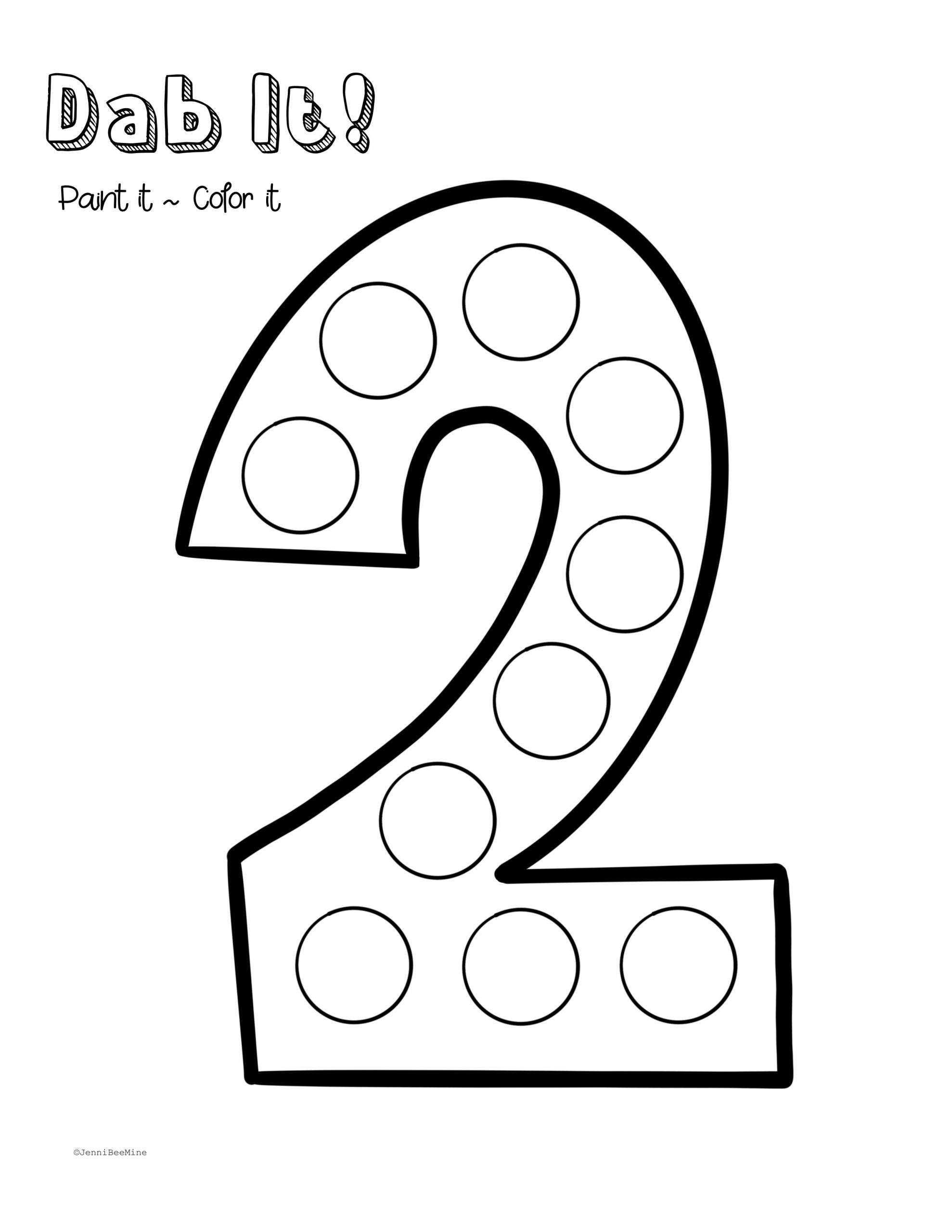 number 2 activities for preschoolers printable