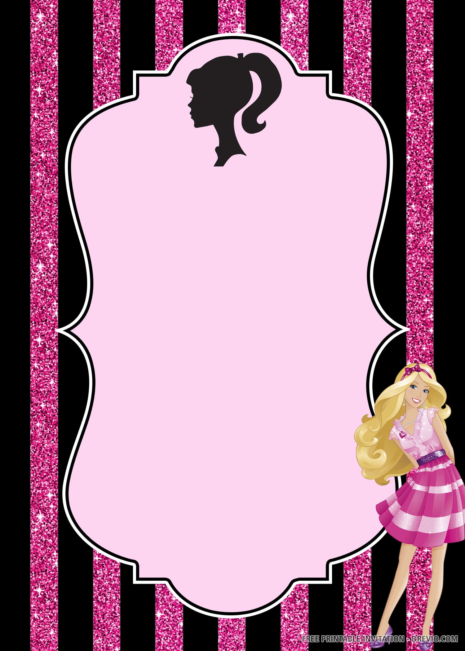 barbie printable birthday card template
