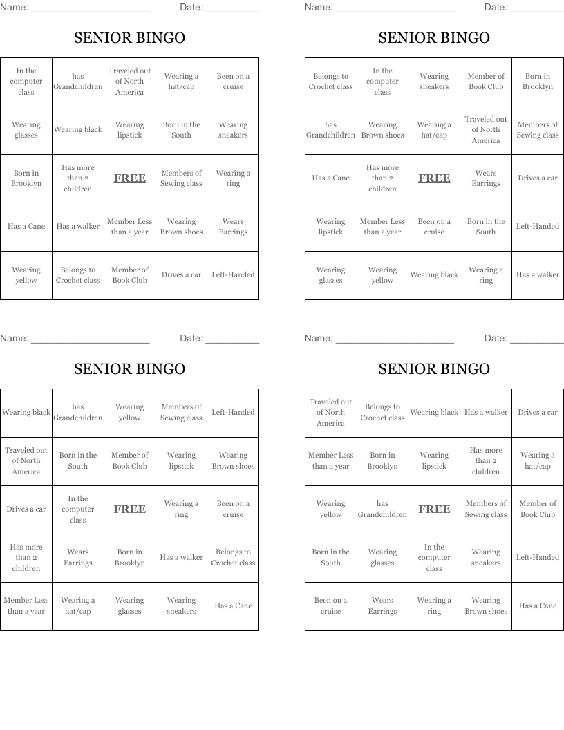 Free Printable Bingo Games For Seniors
