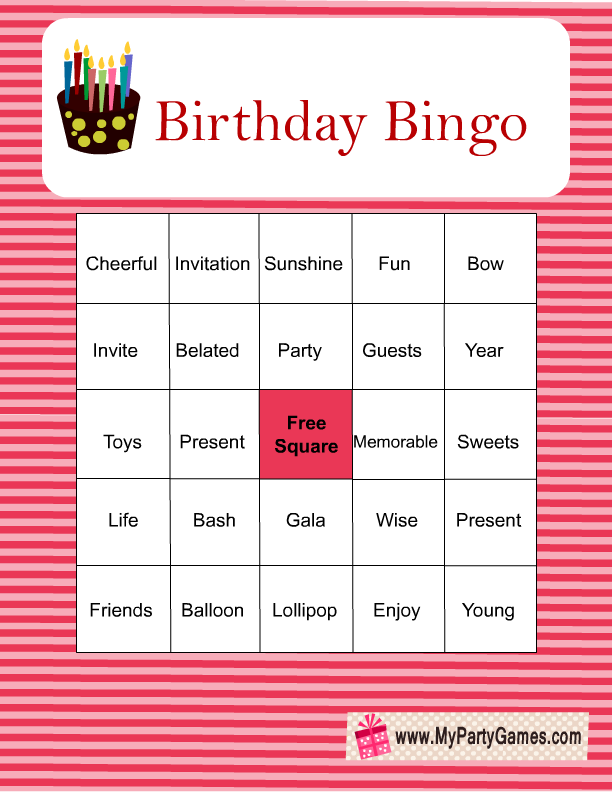 Free Printable Birthday Bingo Game