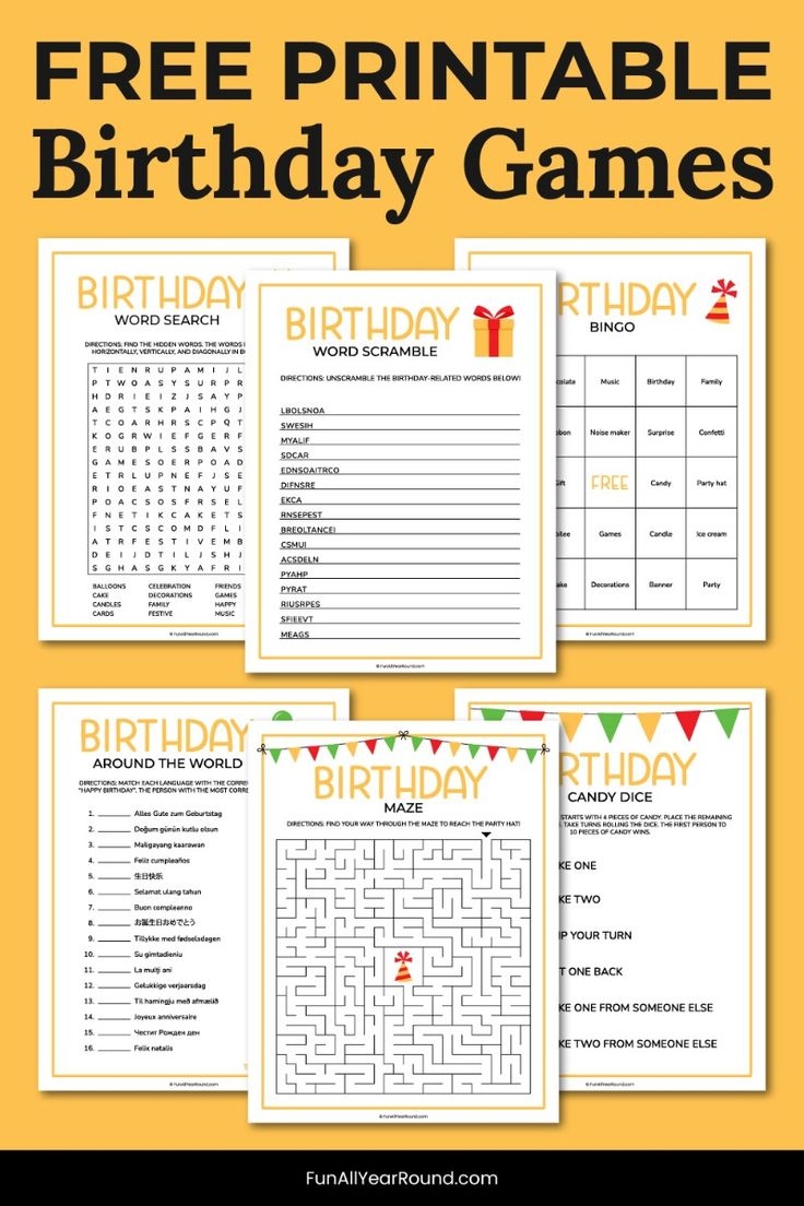 Free Printable Birthday Games