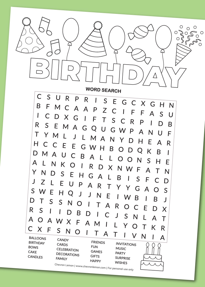 Free Printable Birthday Word Search Games Word Search Maker