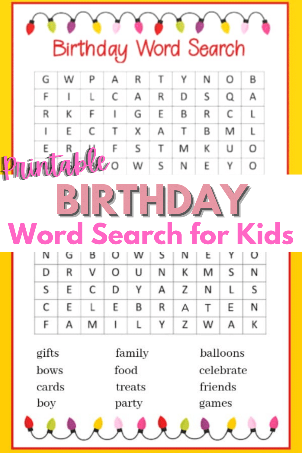 Free Printable Birthday Word Search Games Word Search Maker