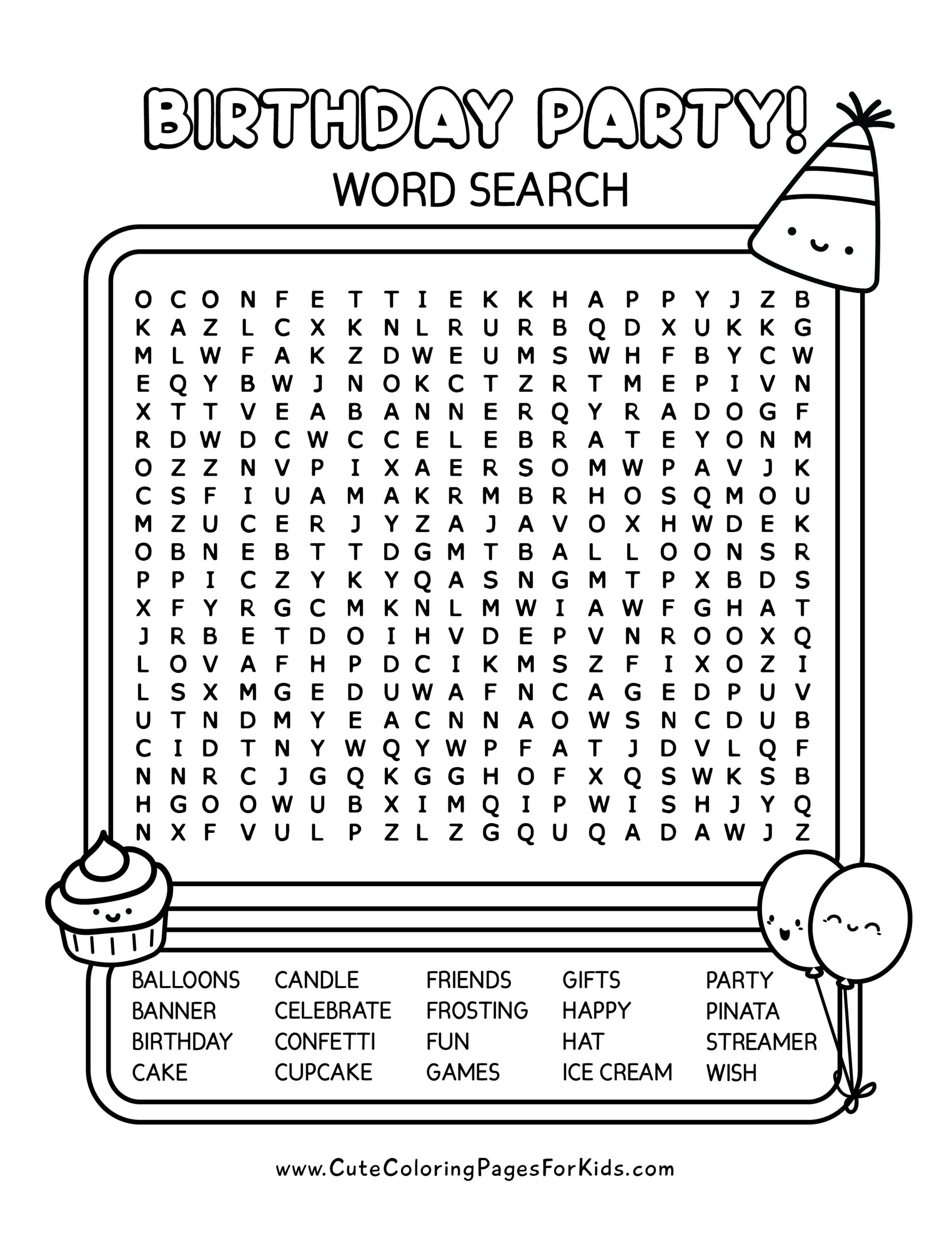 Free Printable Birthday Word Search Word Search Maker