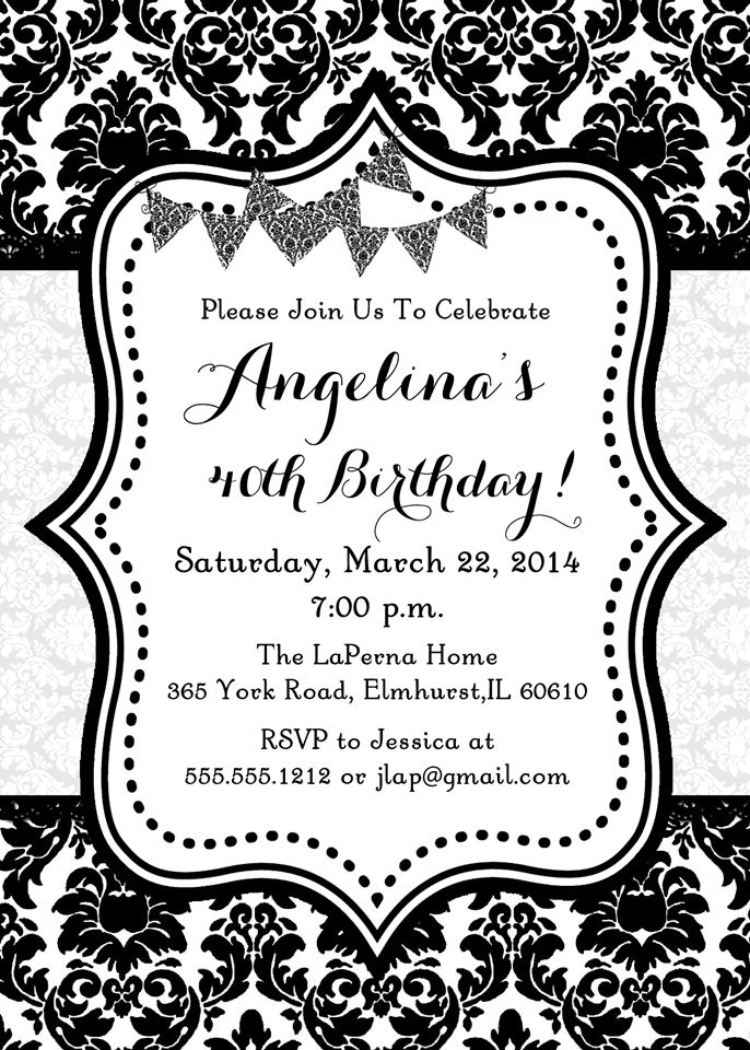 invitation card free printable black and white birthday invitation templates