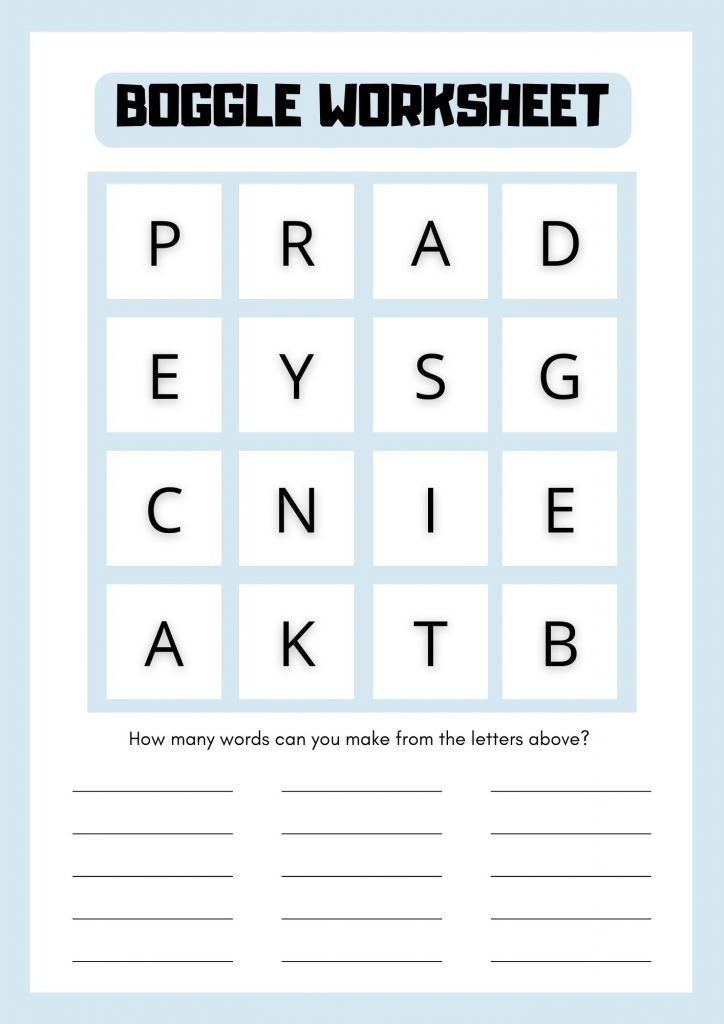 Free Printable Boggle Worksheets PDF Included Spelling Worksheets 