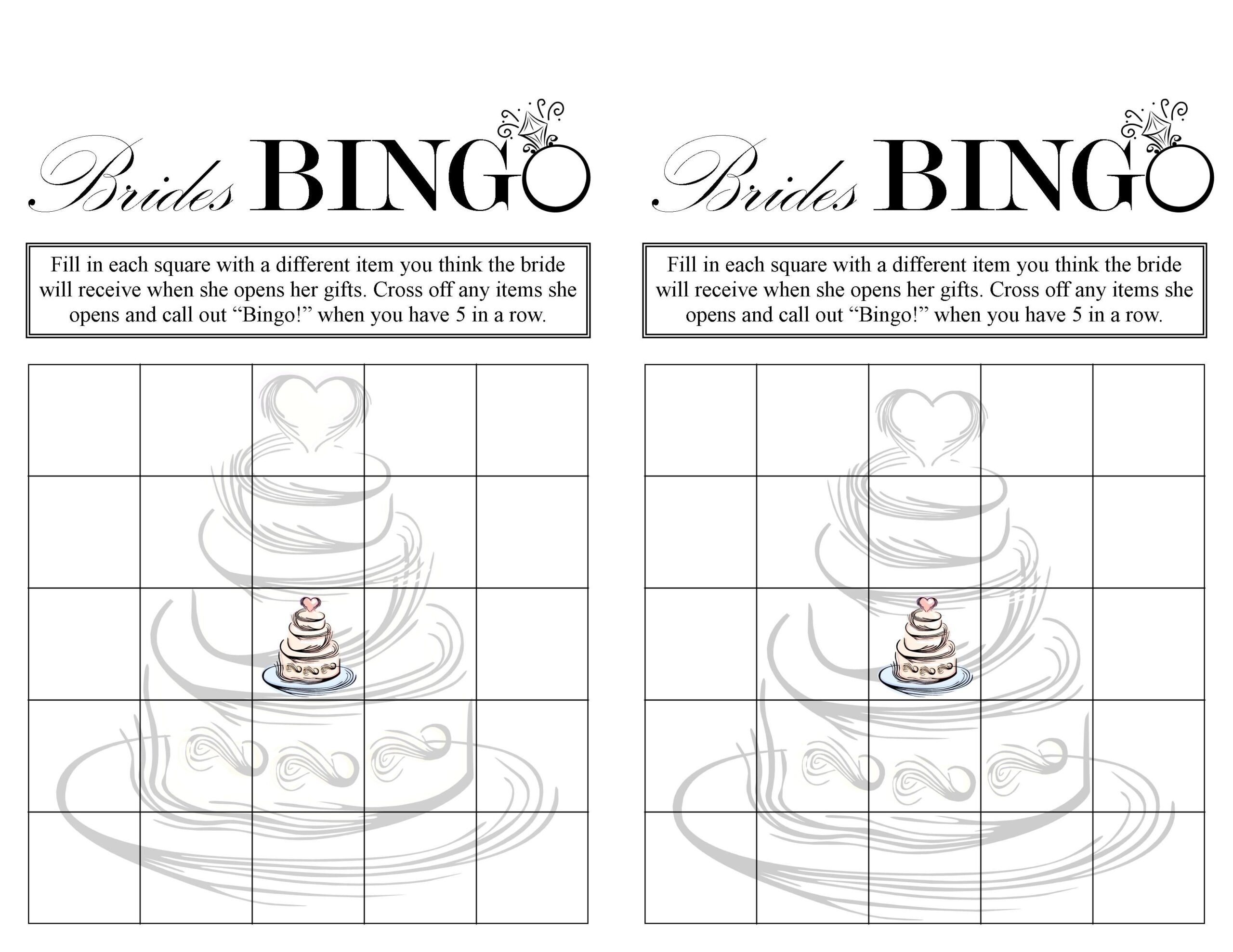Free Printable Bridal Shower Blank Bingo Games Free Printable