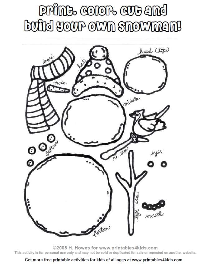 Free Printable Build A Snowman Template Printable Templates Free