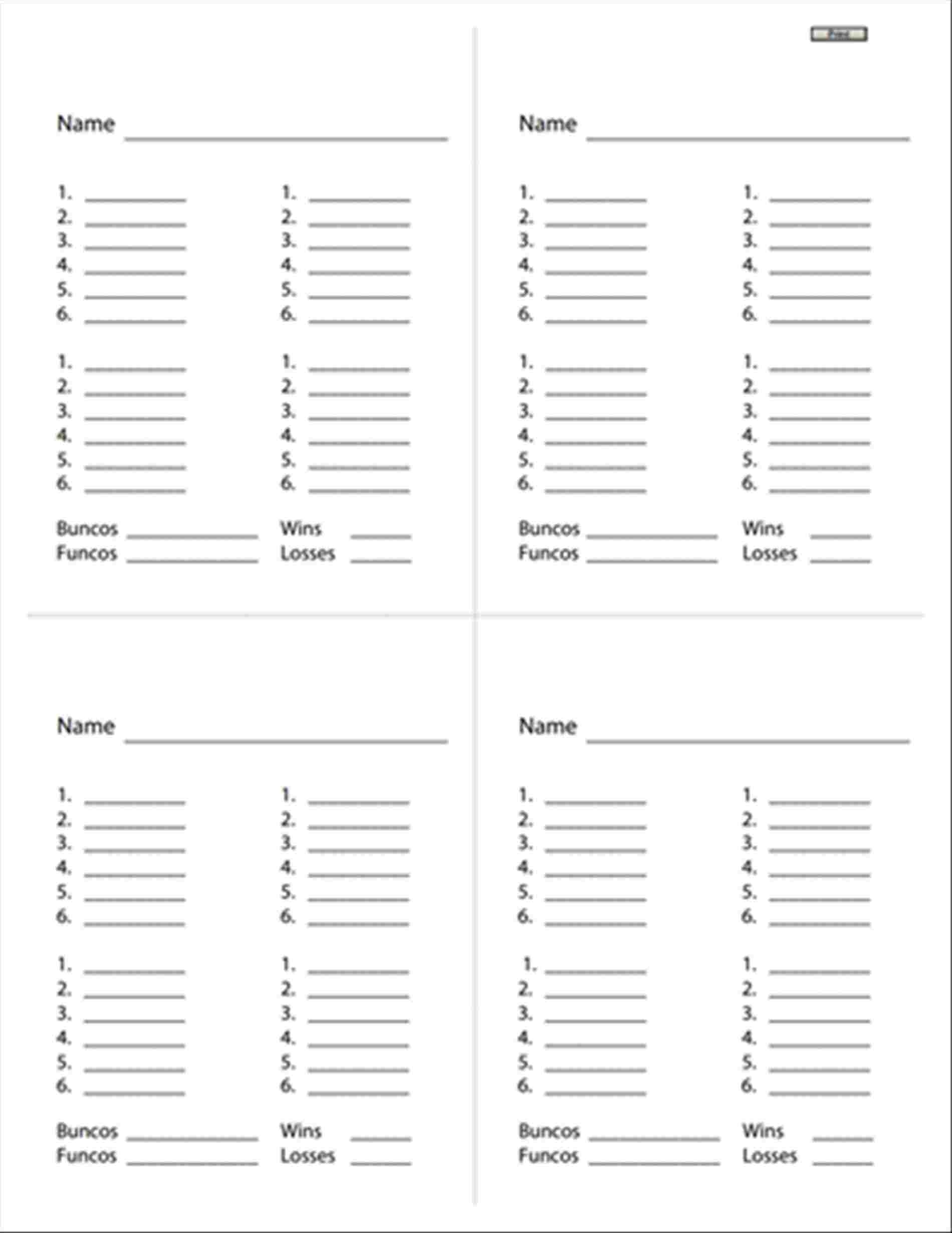 Free Printable Bunco Game Sheets Free Printable
