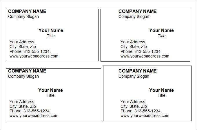 Free Printable Business Card Template Microsoft Word 2013