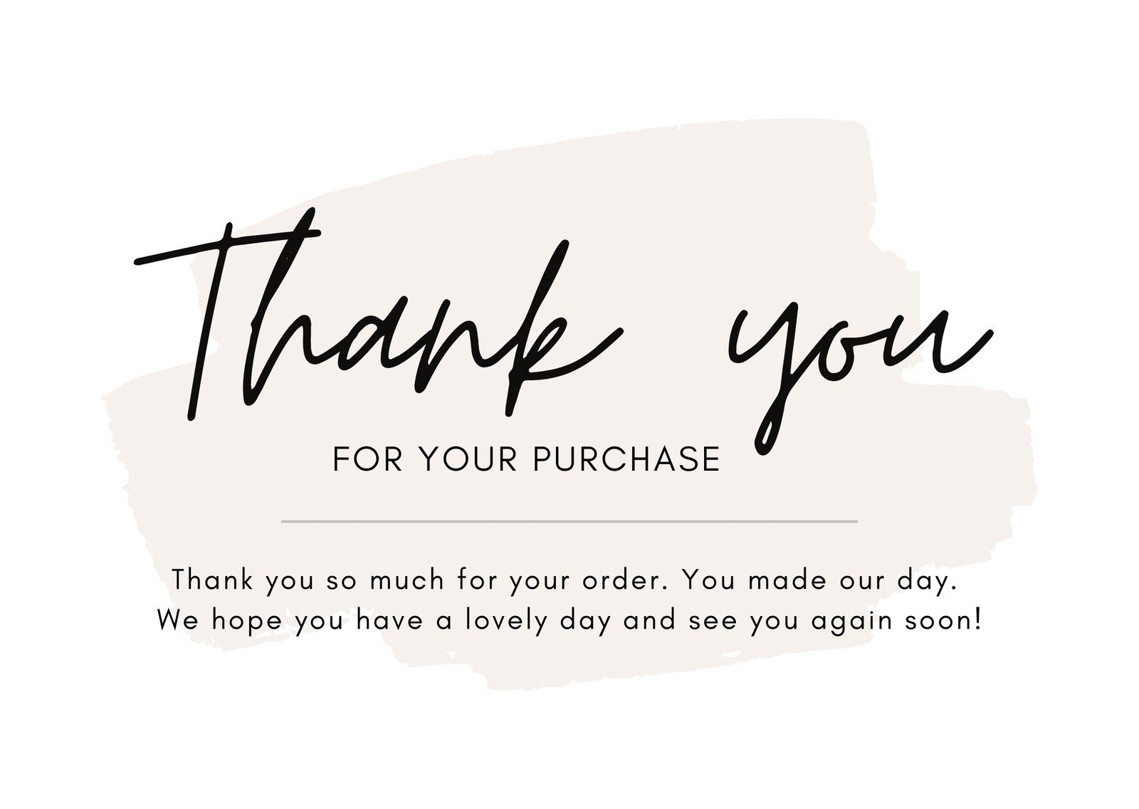 printable thank you for your purchase card template free