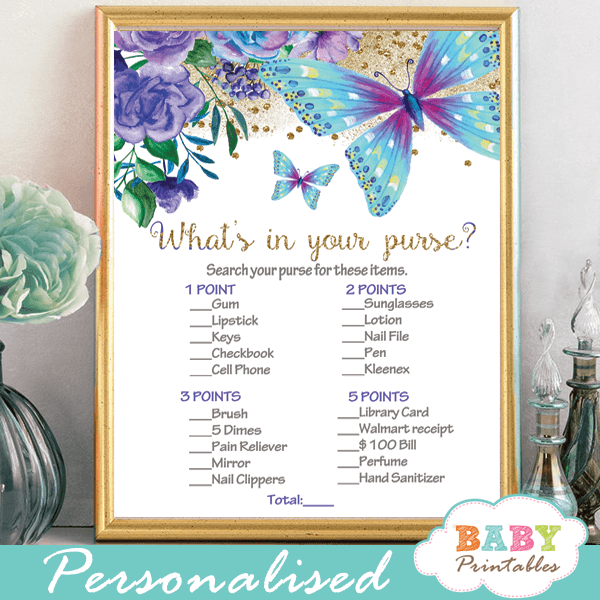 free printable butterfly baby shower games