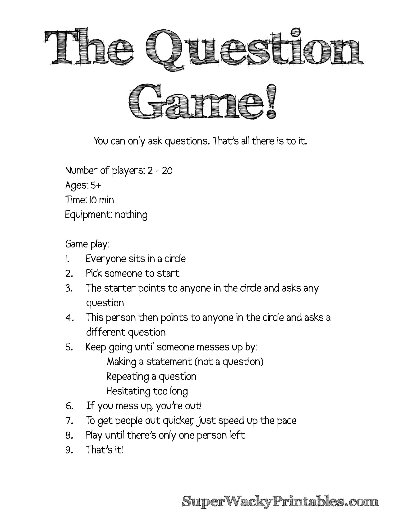 Free Printable Car Question Games Genevieve K Smith