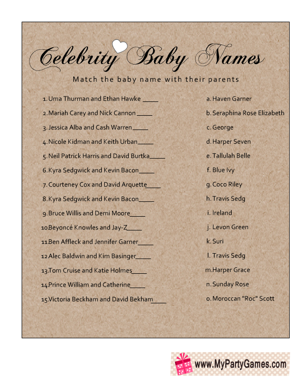 free printable celebrity baby name game