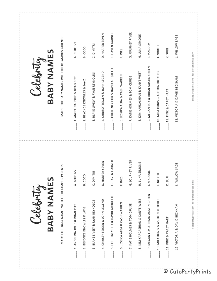 Free Printable Celebrity Baby Name Game Artofit