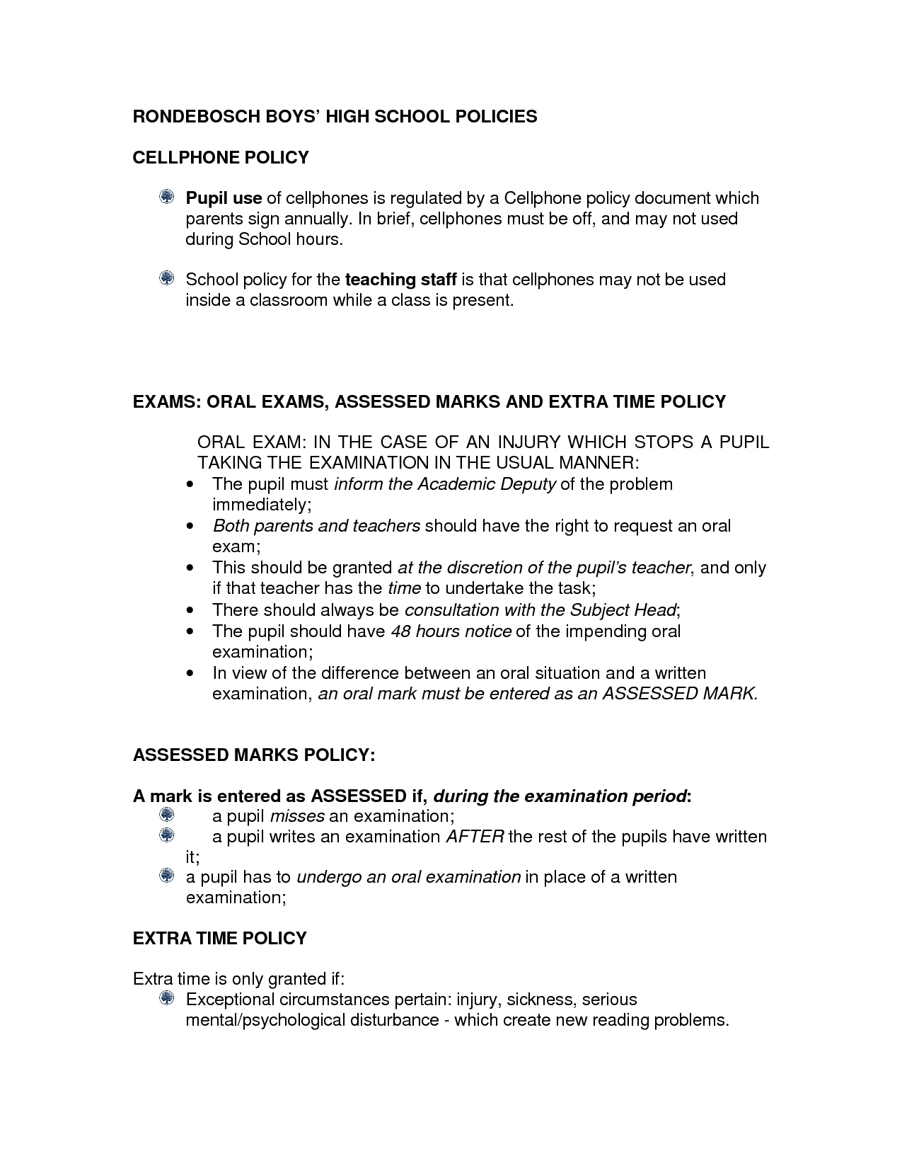 Free Printable Cell Phone Policy Form GENERIC 