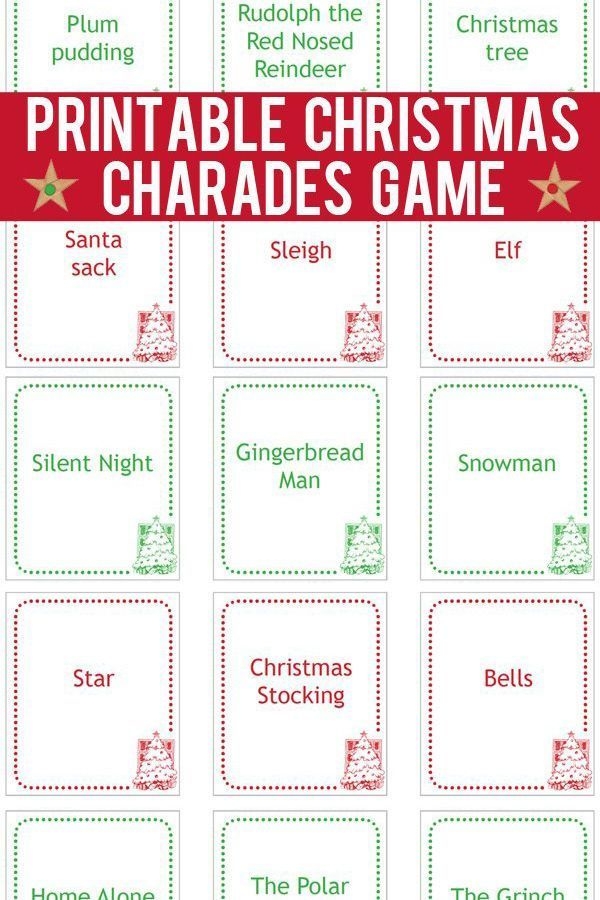 free printable charades cards with pictures